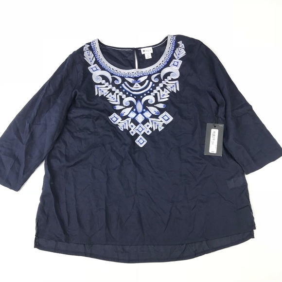 STYLUS Tops - Stylus Embroidered Beaded Blouse NWT #875